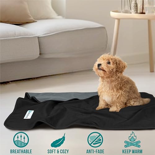 PetAmi Waterproof Pet Blanket Dog Bed Couch Cover for Furniture, Reversible Washable Soft Fleece - color: Black/Gray, size: Medium (29x40)