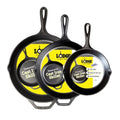 Lodge Seasoned Cast Iron Skillet Set 8, 10.25 & 12 Inches - PFAS-Free, Non-Toxic Cookware - Use with an Oven, Stove, Grill, or Campfire - Naturally Non-Stick & Oven Safe - size: 8 Inch, 10.25 Inch, 12 Inch (3 Count Set)