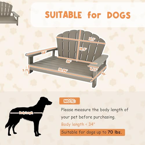 Fancyango Resin Dog Sofa Indoor Outdoor Waterproof Bed Stable Resin Comfort Design - Easy Assembly in Minutes (Gray 35.24''*29''*18.5'') - color: Gray