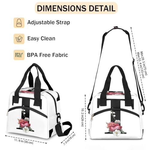Letter T Insulated Lunch Bag for Women Men Reusable Waterproof Lunch Box Cooler Tote Bag One shoulder portable meal bag Portable Adult Lunchbox for Work Picnic Hiking Beach - color: Letter T