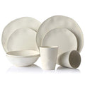 Morgiana Bamboo Dinnerware Set, 8-Pieces Reusable Tableware Set Eco-Friendly Bamboo Fiber Plates, Cups, Bowls for 2 Person (White) - color: Beige