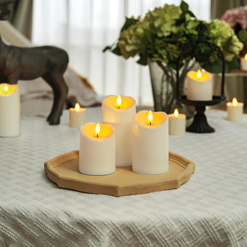 Homemory Rechargeable Flameless Candles, LED Candles, Battery Operated Candles with Remote and Timers, Outdoor Waterproof, Long Lasting, Set of 3 - color: Ivory White, size: D3"H4"5"6"