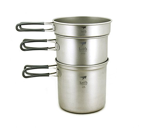 Keith Titanium Ti6014 3-Piece Pot and Pan Cook Set - 2400ml