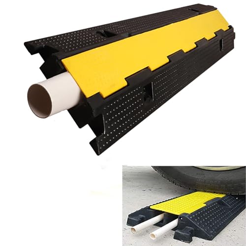1-Channel Rubber Cable Protector Ramps, Cable Protector, Cable Protector Ramp, with Yellow Plastic Lid Linkable Floor Cable Cover Cord Channel Outdoor Cable Protector (Color : 1 Pack) - color: 1 Pack