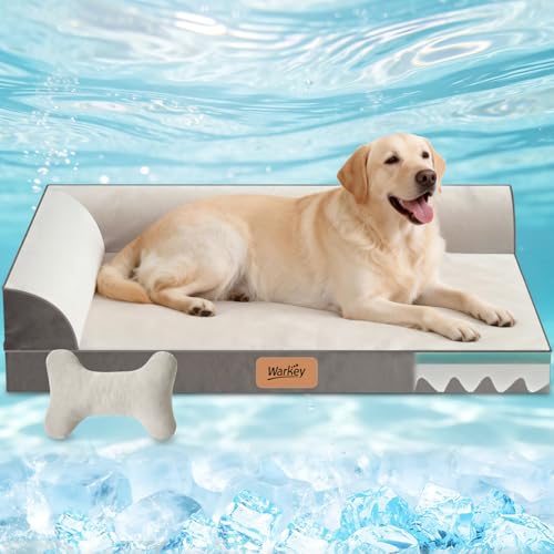XL Dog Bed with Cooling Gel Memory Foam, Orthopedic Waterproof Pet Bed with Washable Cover & Non-Slip Bottom, Cooling Dog Couch Bed, Size: 49.1"*38 * 8.1" - size: X-Large
