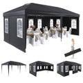 EROMMY 10x20 Heavy Duty Pop Up Canopy Tent with 6 Removable Sidewalls, Waterproof UV50+ Gazebo with Mosquito Netting, Easy Setup Instant Shelter for Backyard, Party, Wedding & Commercial Use, Black - color: Black, size: 10’x 20’