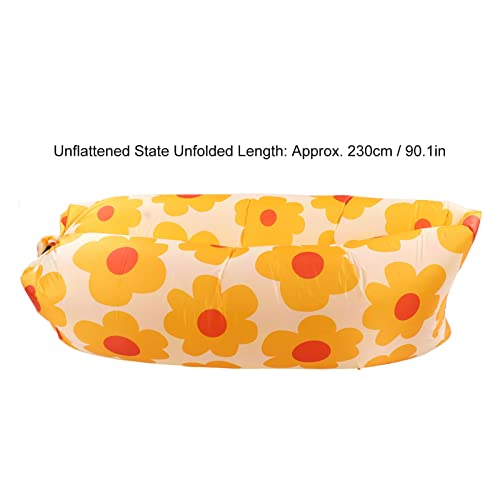 Inflatable Sofa, Tear Resistance Portable Inflatable Lounger Couch Inflatable Chair with Storage Bag, Inflatable Lounger Air Sofa Chair, Blow Up Couch for Camping Beach Travel Kids Camping(Sunflower)