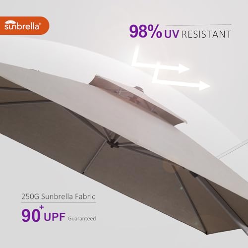 PURPLE LEAF 9' X 12' Cantilever Outdoor Patio Umbrella Large Heavy Duty 360° Rotation Double Top Offset Rectangular Umbrellas for Backyard Deck Pool, Cast Ash - color: Cast Ash, size: 9' X 12'