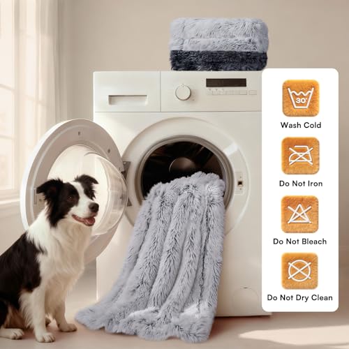 Luciphia Large Waterproof Dog Blanket for Pet Washable Liquid Proof Bed Intimacy Protection Shaggy Plush Calming Long Faux Fur Couch Cover Calming Cat Throw Blankets, Mist Grey, 60" x 80" - color: Mist Grey, size: 60"x80"