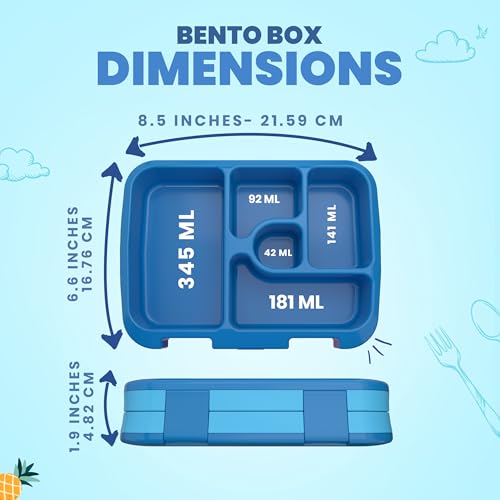 YOLAY Bento Box for Kids Lunch Box Leak-Proof, 5-Compartment Lunch Box Kids for Ages 3-10, Durable with Anti-Slip Base, Suitable for Schools, Outdoor and Travel (Mermaid) (Dino) - color: Dino