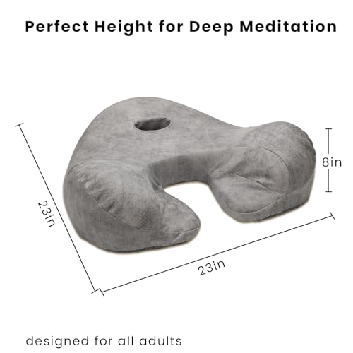 Meditation Cushion for Floor Sitting, 23" Wide Memory Foam Floor Seat with Foot Rest, 8" Thick Cushion for Cross-Legged or Kneeling Posture, Yoga & Mindfulness Grey - color: Grey