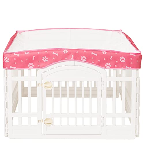 Dog Playpen Mesh Top Cover for 36" Inch Pet Playpen with 4 Panels,[ Note: Playpen Not Included] Dog Crate Cover Pet Tent Puppy Play Pen Cover, Ideal for Indoor/Outdoor Use. (Pink) - color: Pink