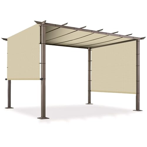 3' x 10' Universal Pergola Shade Cover with Grommets Weighted Rods, Sun Shade Cloth Outdoor Canopy Replacement Cover, Patio Awning for Porch, Backyard, Gazebo, Garden, Beige - color: Beige, size: 3'x10'