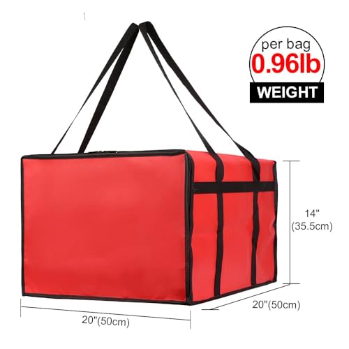 Bodaon Insulated Bag-Pizza Bags for Delivery & Plastic Portable Drink Carrier，20"x 20"x 14"Doordash Warmer/Hot Food Carrier Box, Termicas/Warming/Heat Carrying out Insulation Large Bag, Keeping Cooler - color: Red Bag with Drink Carrier, size: 20" x 20" x