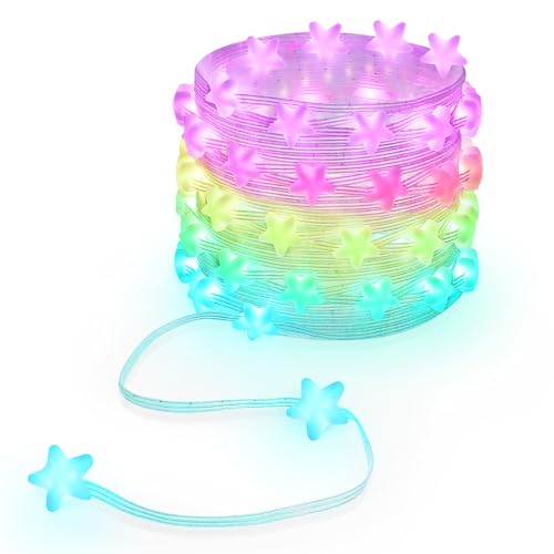 16.5ft Star String Lights, 33 LED RGB Color Changing String Fairy Lights, Smart APP & IR Remote Control, 200+ Scene Modes for Bedroom Backdrop Indoor Outdoor Christmas Decorations - size: Star - 16.5ft