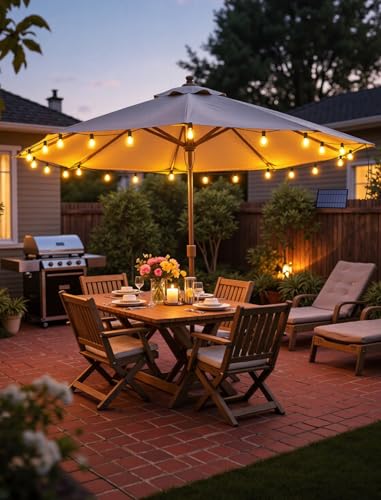 Larkvue 25FT Solar String Lights Outdoor with Remote, Waterproof Dimmable 3 Modes Patio Lights with 10+1 LED Shatterproof G40 Bulbs for Backyard-Black - color: Black