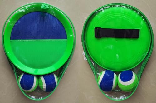 AppleRound Toss and Catch Velcro Ball Set (Hook and Loop), Kids Outdoor Games, Beach Toys, Backyard Sports, Paddle Ball Games (Pack of 4 Paddles and 4 Balls) - color: Blue Green Dual-color, size: 4 Paddles & 4 Balls