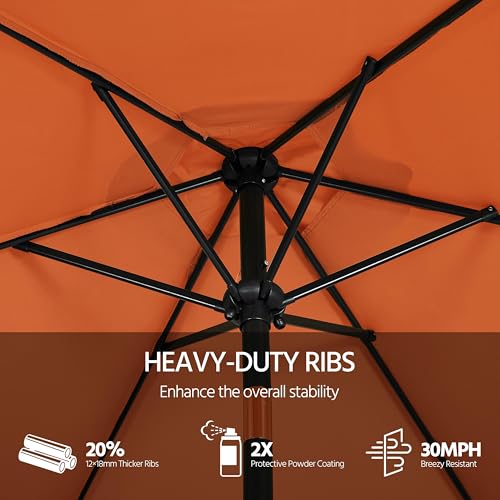 Yaheetech 9FT Patio Umbrella Outdoor with Heavy Duty Base Included,Table Umbrella with Push Button Tilt and Crank, UV Protection Waterproof for Yard/Outdoor/Wedding Parties and Events - Orange - color: Orange, size: 9FT