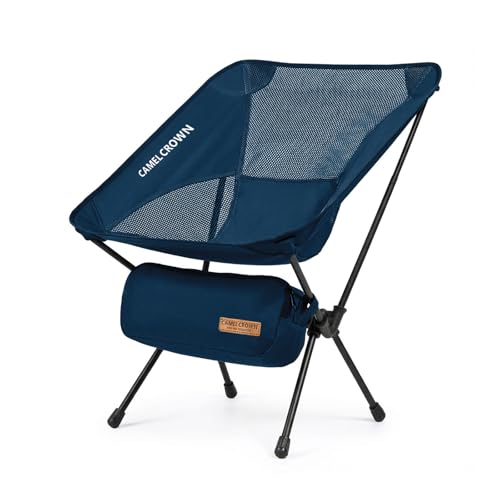 CAMEL CROWN Camping Chair Heavy Duty Backpacking Chair - Ultra-Light Folding Chair with Carry Bag, Portable Compact for Outdoor, Lawn, Hiking, Beach, Picnic - color: Navy Blue, size: 1 Pack