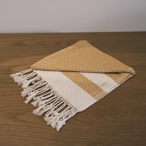 mysticalanatolia Turkish Beach Towel Oversized Cotton Sand Free Quick Dry Lightweight Peshtemal Large Travel Yoga Picnic Blanket Absorbent Compact 39x79 Yellow - color: Yellow