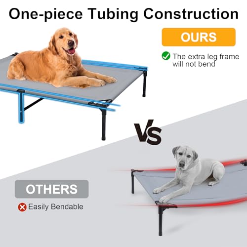 48'' Outdoor Elevated Dog Bed with Canopy, Raised Dogs Bed with Six Support Feet, Breathable Cooling Dog Cot Beds Medium Large Size Dogs, Outdoor Pet Hammock Beds, Pet Beds with 4 Ice Pack(X-Large) - size: X-large-48.0"l X 35.8"w X 9.05"th