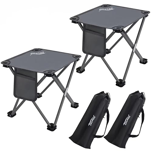 Roptat 2 Pack Camping Stool,Portable Folding Compact Lightweight Stool Seat for Camping Fishing Hiking Gardening Outdoor Walking Backpacking Travelling and Beach with Carry Bag (Grey) - color: Grey