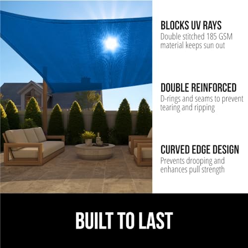 GORILLA GRIP Heavy Duty Sun Shade, UV Protection Fade Tear and Rust Resistant Rectangle Sunshade Canopy, Curved Edges Blocks Sunlight, Breathable Sail, Outdoor Patio, Lawn Garden, 8x12 FT Blue - color: Blue, size: 8' X 12', style: Rectangle