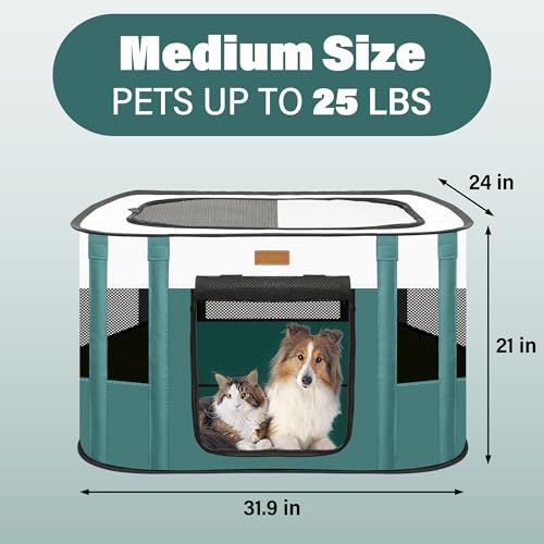 Dog Playpen - Foldable Cat Play Pens for Pubby,Kitten, Rabbit,Portable Pet Tent with Carring Bag for Indoor/Outdoor Travel Camping (Blue-Medium) - color: Blue, style: Medium