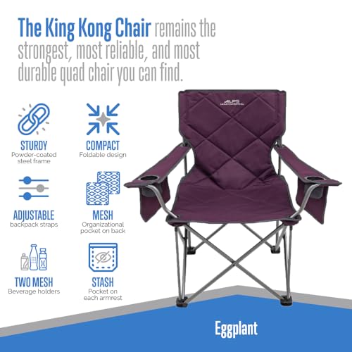 ALPS Mountaineering King Kong Camping Chairs for Adults with Mesh Cup Holders and Pockets, Built Durable and Reliable with Compact Foldable Steel Frame - color: Eggplant