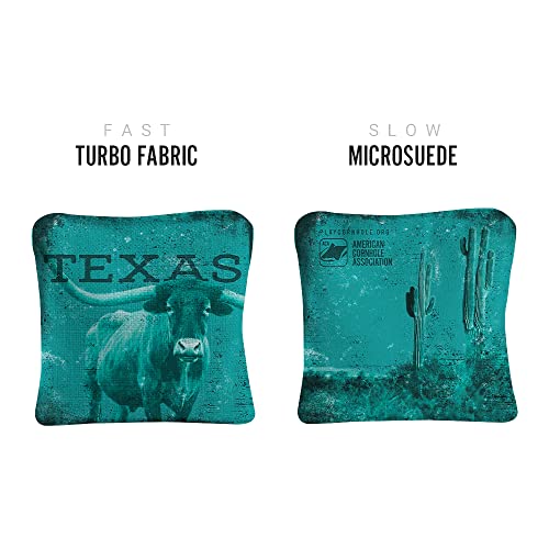 ACA Synergy Pro Professional Cornhole Bags Dual Sided Regulation 6x6 Set of 4 Texas - color: Texas Teal Longhorn