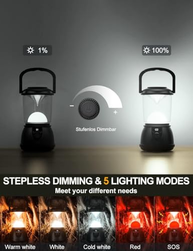 Camping Lantern Rechargeable, Up to 336H Running Time Super Tent Light, 15000mAh/1500LM Emergency Light for Hurricane, Power Outages, Home, Hiking, IPX5 Water-Resistant - style: Black Big