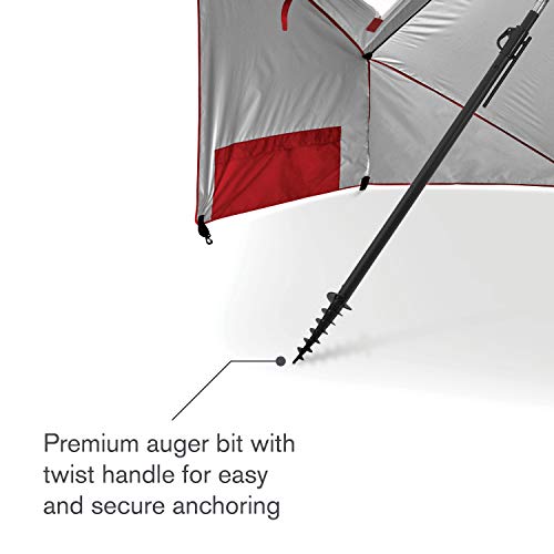 Sport-Brella Premiere UPF 50+ Umbrella Shelter with Patented Side Panels and Tilt Mechanism, Heavy-Duty 1.25 Inch Center Pole, Auger Anchor for Sand and Grass - color: Red, style: REG
