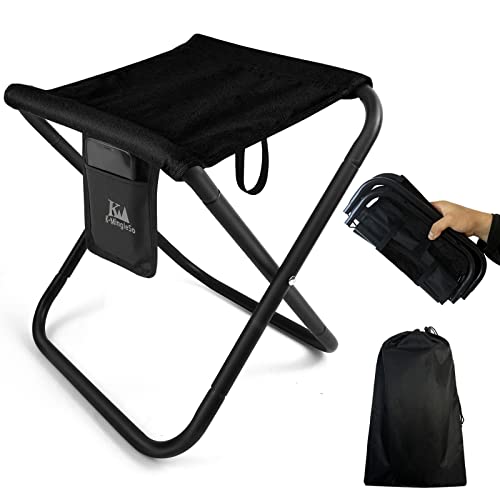 Upgraded Portable Folding Stool, 13 Inch Camping Stool for Adults Fishing Hiking Gardening and Beach with Carry Bag, Hold Up to 450lbs[Black] - color: Black