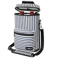 opux Wine Bag 2 Bottle Wine Tote Carrier, Insulated Wine Cooler Bag for Travel Picnic, Leakproof Portable Padded Case, Wine Gifts For Women Men Wine Lovers Christmas, Navy White Stripes - color: Navy Stripes