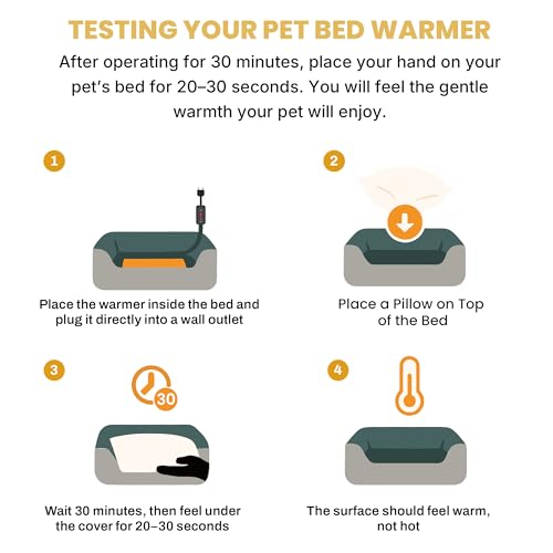 Cat Bed Warmer 10" x 9.5", Indoor Heated Pad Insert for Cats, Kittens & Small Dogs, Turns Any Cat or Dog Bed Into a Cozy Heated Bed, Safe Constant Temperature Heating & Chew-Resistant Cord - size: S: 10'' x 9.5''