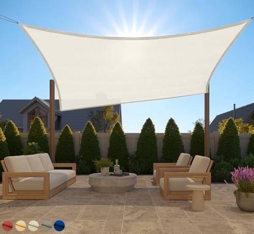 GORILLA GRIP Heavy Duty Sun Shade, UV Protection Fade Tear and Rust Resistant Rectangle Sunshade Canopy, Curved Edges Blocks Sunlight, Breathable Sail, Outdoor Patio, Lawn Garden, 8x10 FT Butter Ivory - color: Ivory, size: 8' X 10', style: Rectangle