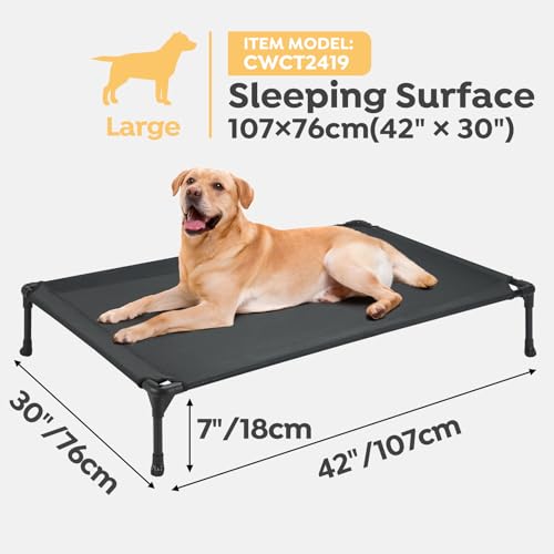 Veehoo 2 Pack Raised Dog Bed, Cooling Elevated Dog Bed, Portable Pet Cot with Washable & Breathable Mesh, No-Slip Feet, Durable Dogs Cots Beds for Large Dogs, 42" x 30", Black, CWC1803-L - color: 2Packs- Black, size: 42.0"L x 30.0"W x 7.0"Th