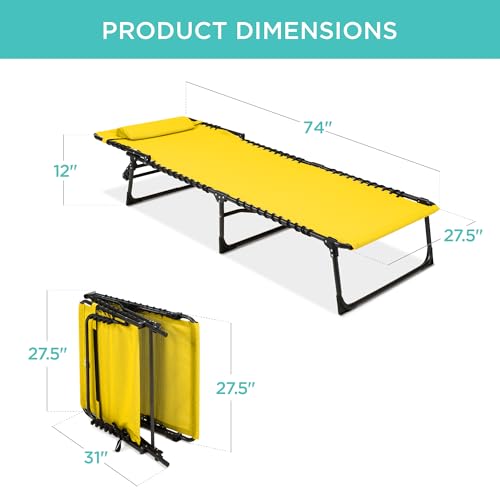 Best Choice Products Patio Chaise Lounge Chair, Portable Outdoor Folding Recliner for Lawn, w/ 8 Positions, Handles, 300lb Capacity - Yellow - color: Yellow