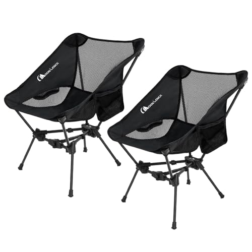MOON LENCE 2 Pack Portable Camping Chairs Backpacking Chair - The 4th Generation Ultralight Folding Chair - Compact, Lightweight Foldable Chairs for Hiking Mountaineering, Beach - color: Black-2pack