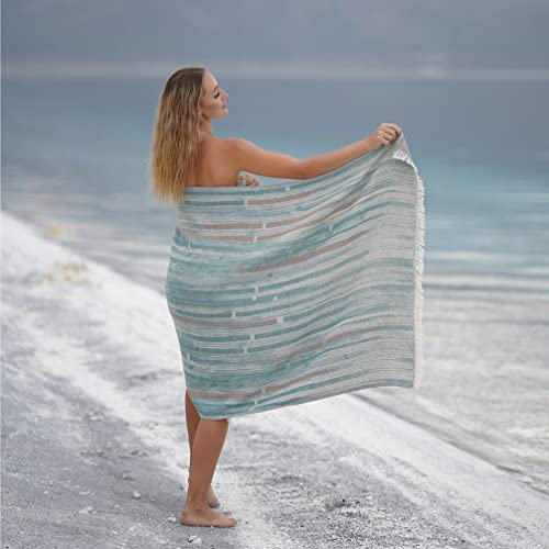 BAGNO MILANO Beach Towels Organic Turkish Cotton Soft, Quick Dry Oversized Turkish Towel Throw Blanket for Beach, Yoga, Spa, Pool (Maia Green, Beach Towel) - color: Maia Green