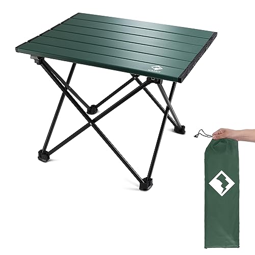 VILLEY Portable Camping Side Table, Ultralight Aluminum Folding Beach Table with Carry Bag for Outdoor Cooking, Picnic, Camp, Boat, Travel - color: Green, size: Large 24'', style: Regular