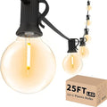 Svater Outdoor String Lights LED 25 FT, Patio Globe Lights with 13 Plastic G40 Bulbs, Waterproof Dimmable Outside Hanging Light for Backyard Bistro Cafe Porch Party Decor, 2700K Warm White - size: 25FT