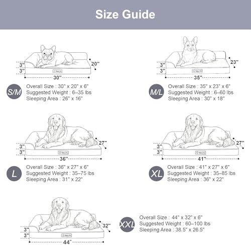 Rainmr Orthopedic Dog Beds for Large Dogs, Memory Foam Dog Beds Large Sized Dogs, Washable Removable Cover, Nonskid Bottom, Waterproof, for Indoor, Outdoor, Crate ＆ Car Use, 41x27x6 Inches, Dark Grey - color: Standard Version-Dark Grey, size: 41.0"l X 27.