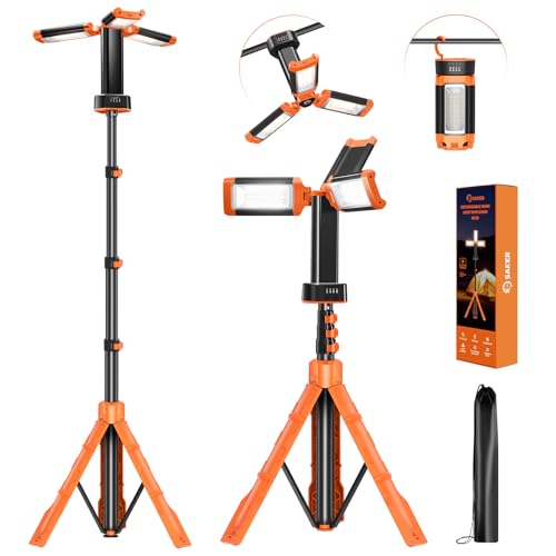 Saker Portable Camping Light with Stand 73inch 20000mAh Rechargeable LED Work Lights 3200 Lumen 4000/6500K Emergency Lights for Camping, Garage, Outdoor Work, Power Outages, Fishing LD18