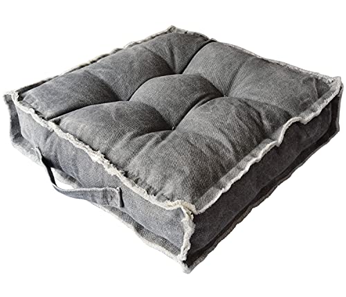 Square Thick Floor Seating Cushions,Solid Thick Tufted Cushion Meditation Pillow for Sitting on Floor,Tatami Pad for Guests or Kids Reading Nook, oga Living Room Sofa Balcony Outdoor(Darkgray) - color: Darkgray