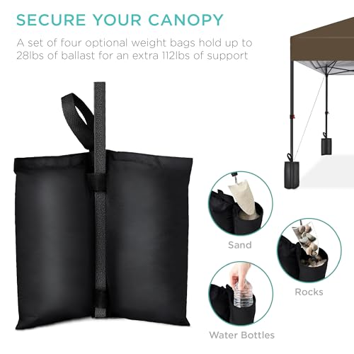 Best Choice Products 10x10ft Pop Up Canopy Tent, Outdoor Shade, 1 Person 1 Minute Set Up, Carry Case, 4 Weight Bags - Brown - color: Brown, size: 10x10ft