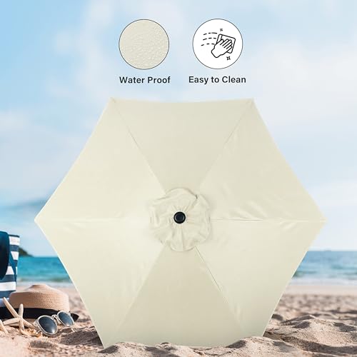 Simple Deluxe 9' Patio Umbrella Outdoor Table Market Yard Umbrella with Push Button Tilt/Crank, 8 Sturdy Ribs for Garden, Deck, Backyard, Pool, Creamy White - color: Creamy White-New, size: 9ft