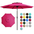 JEAREY 9' 2-Tiers Patio Umbrellas Outdoor Table Market Umbrella w/Push Button Tilt/Crank, 8 Sturdy Ribs, UV Protection Waterproof Sunproof(Rose Pink) - color: Rose Pink