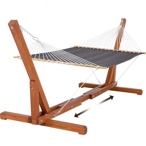 SUNCREAT Hammocks for Outside with Stand, Balance Ropes, Two Person Hammock for Poolside, Backyard, Garden, Patio, Dark Gray - color: Quick Dry-dark Gray