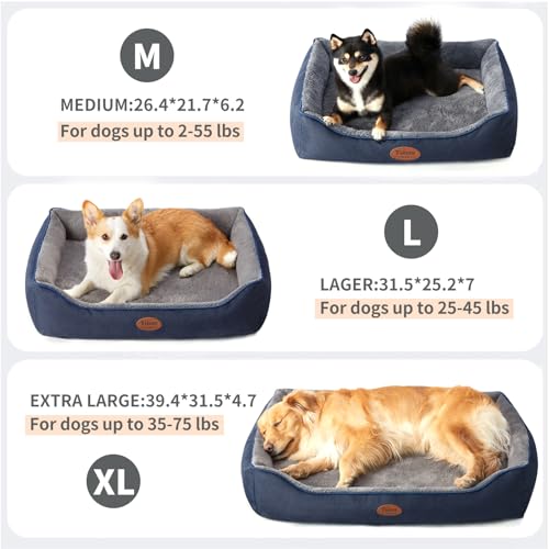 Tidore Orthopedic Dog Beds for Medium Dogs, Durable Egg Crate Foam Sofa Dog Bed wit Washable Removable Cover,Waterproof Lining,Pet Bed for Large Dogs (Navy Blue-Velvet, 39.4" L x 31.5" W x 7.4" Th) - color: Navy Blue-Velvet, size: 39.4"L x 31.5"W x 7.4"Th